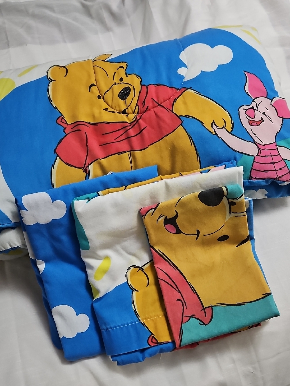 Vintage 90s Disney Winnie The Pooh Piglet Reversible Twin Comforter + Sheet Set